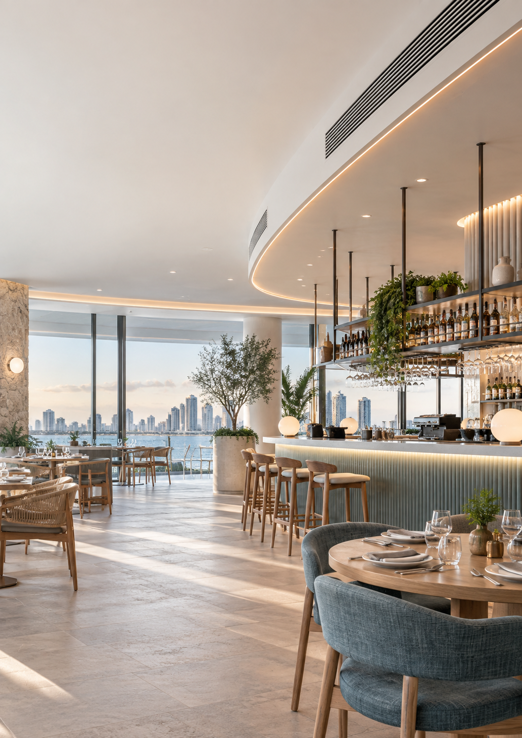 Premium commercial hospitality interior overlooking the Gold Coast